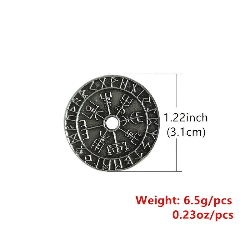 Vintage Nordic Viking Rune Compass Pendant Necklace For Men