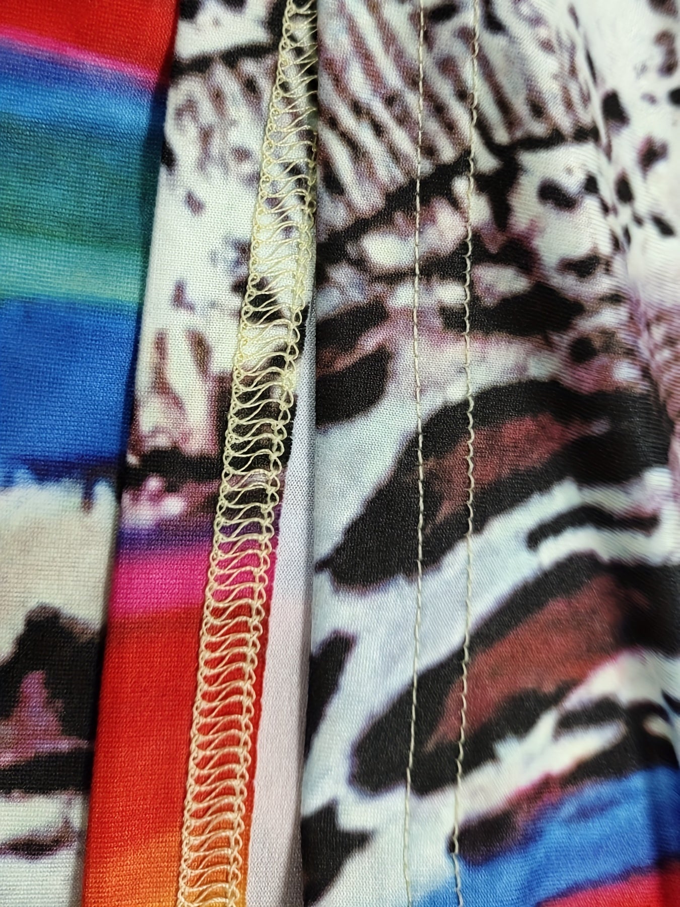  Colorblock Leopard Print Short Sleeve Bodycon Dress