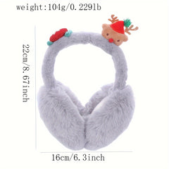 Christmas Bear Plush Earmuffs Polyester Knitted Animal Theme