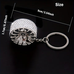 Car Wheel Rhinestone Keychain Key Ring Pendant Car Ornament