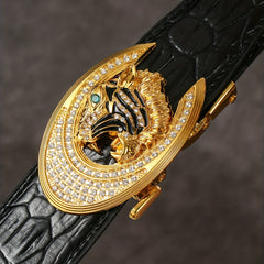 Men's Crocodile Pattern Automatic Buckle Belt