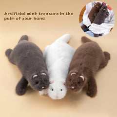 Plush Squirrel Toy Soft Faux Fur Fun Kids Gift Grey Brown