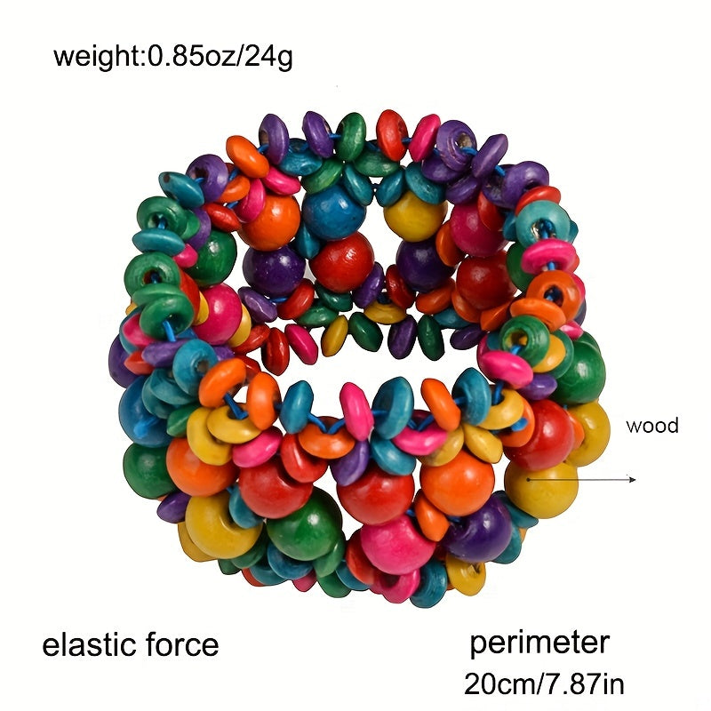 Boho Colorful Stretch Bracelet Bangle Wooden Bead Hand Jewelry