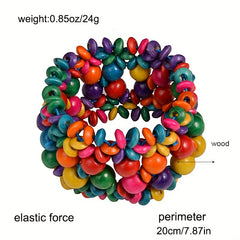 Boho Colorful Stretch Bracelet Bangle Wooden Bead Hand Jewelry