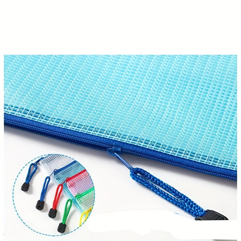 Grid Zipper Bag Waterproof File Storage Green