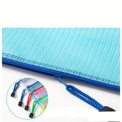 Grid Zipper Bag Waterproof File Storage Green