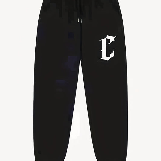 Stylish C Pattern Men's Drawstring Pants Active Stretch Trousers