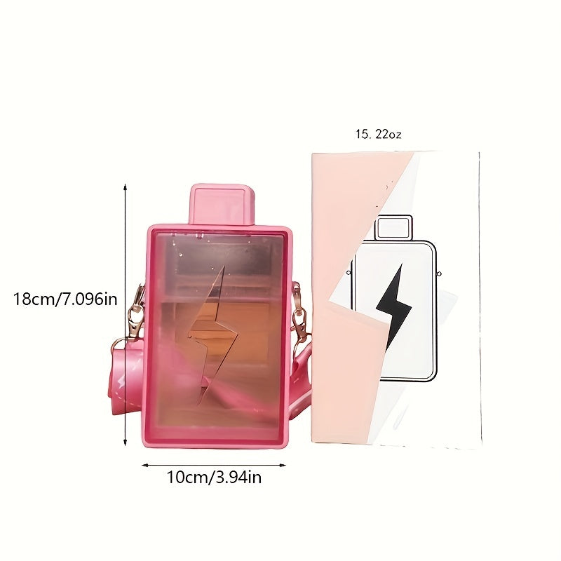 Square Plastic Water Bottle with Shoulder Strap