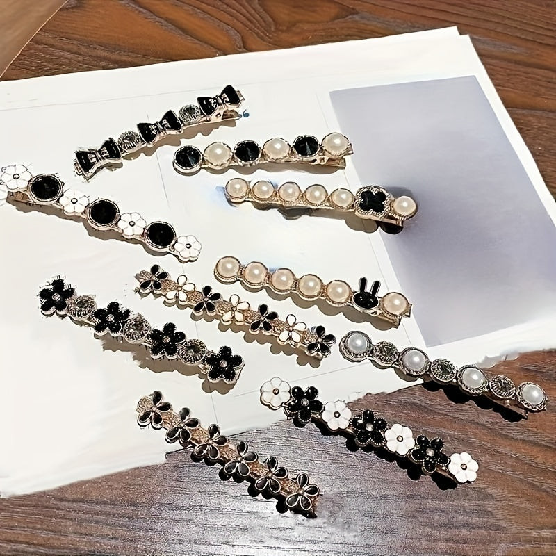Faux Pearl Flower Hair Clip Duck Bill Clip