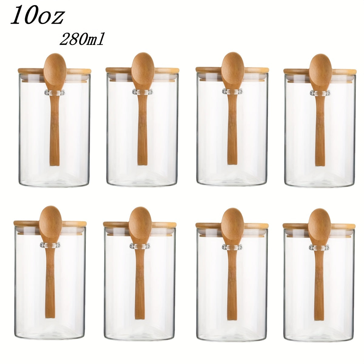 8-Piece Glass Jars with Airtight Lids for Food Storage