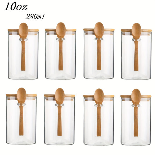 8-Piece Glass Jars with Airtight Lids for Food Storage