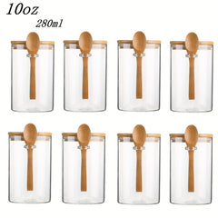8-Piece Glass Jars with Airtight Lids for Food Storage