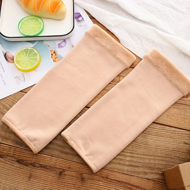 Plush Lined Leg Warmers Solid Thick Socks