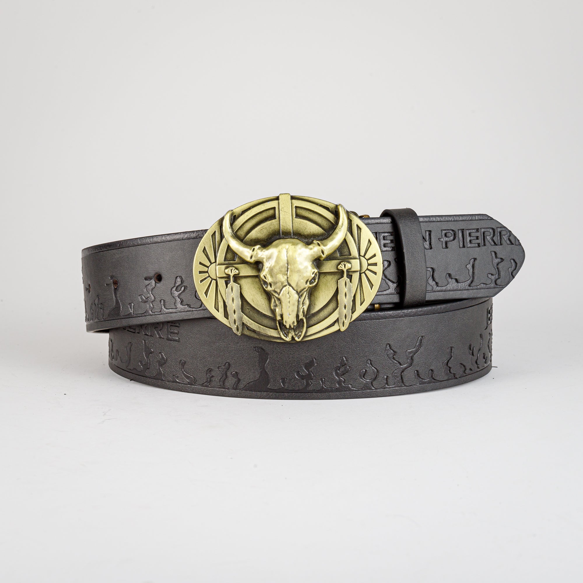 Men's Retro Bull Head Buckle Belt for Outdoor Party