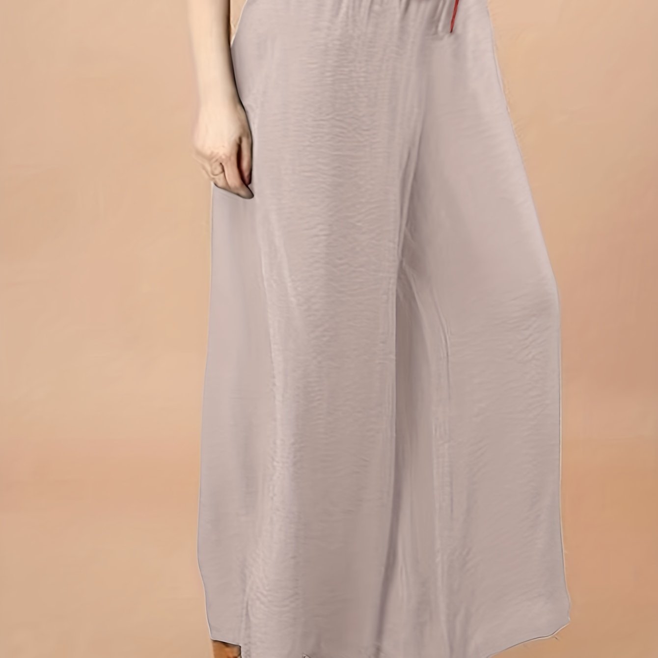  Colorblock Drawstring Wide Leg Trousers