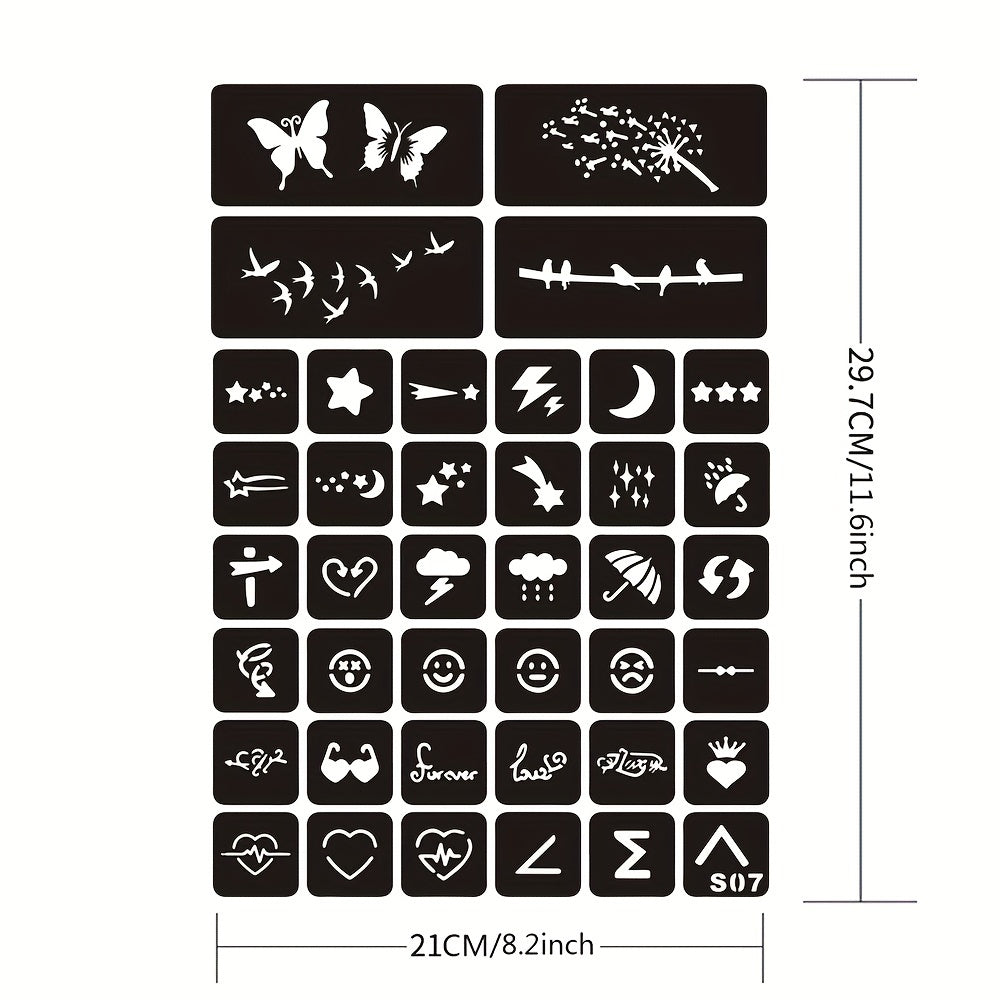 Geometric Animal Word Tattoo Stencil & Dye Paste Set