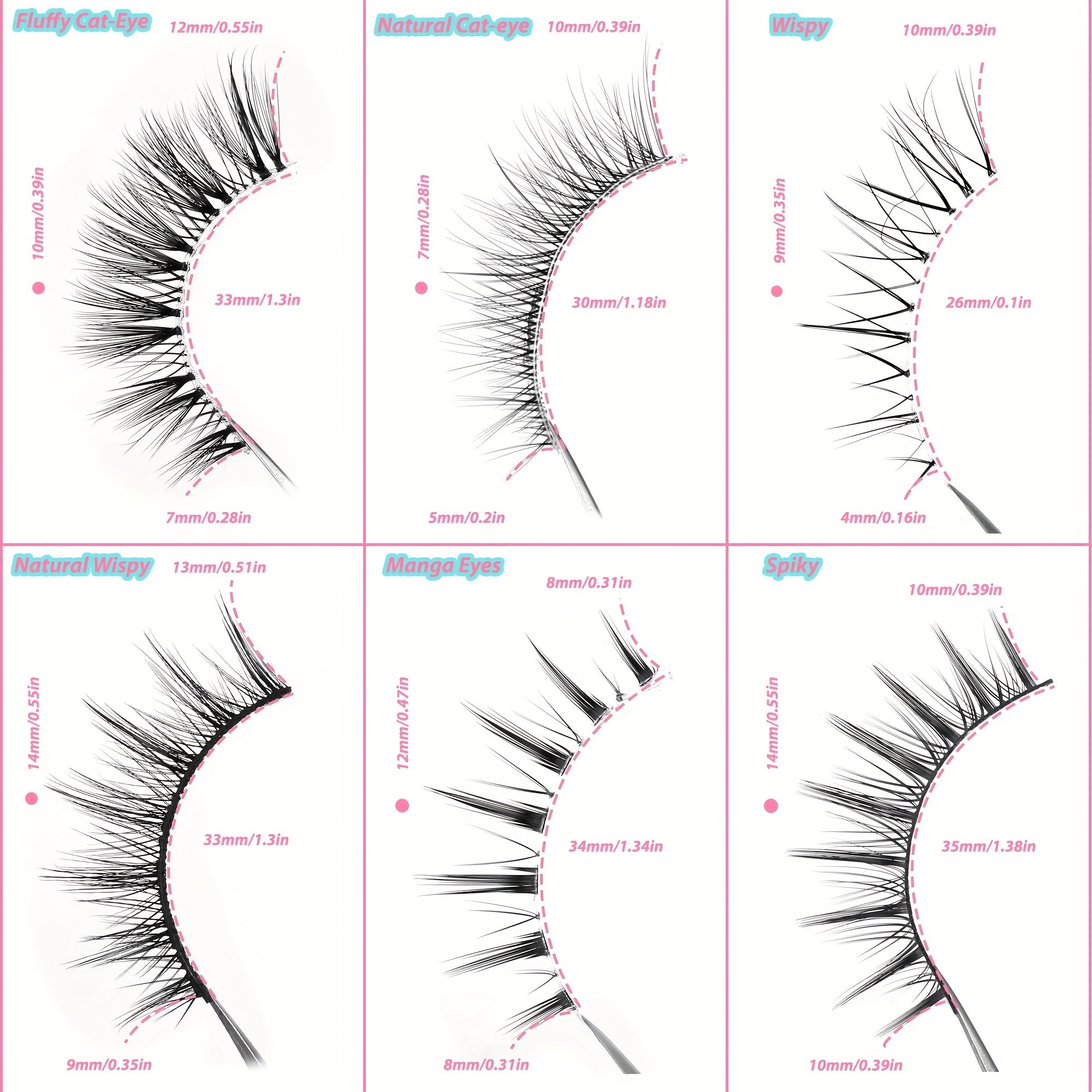 5 Pairs Natural Wispy False Eyelashes Faux Mink Cat Eye Long Lasting