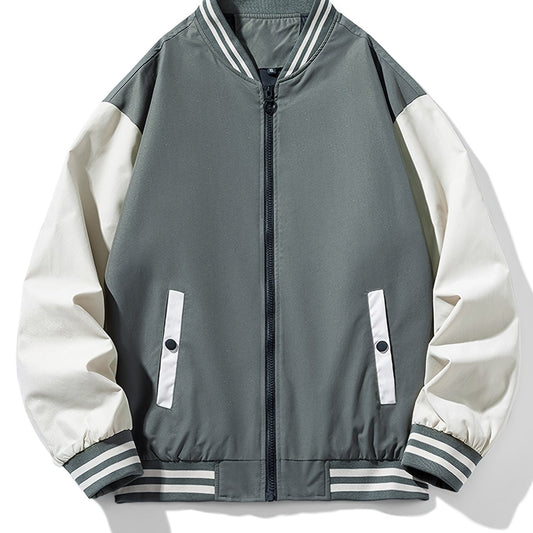 Men's Block Zip Up Baseball Jacket