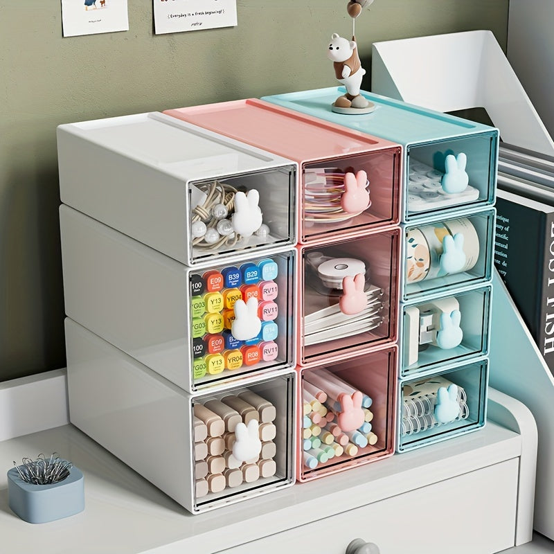 Large Capacity Pencil Case Transparent Drawer Storage Box