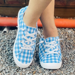 Plaid Canvas Shoes Women's Lace Up Lightweight Outdoor Casual Shoes