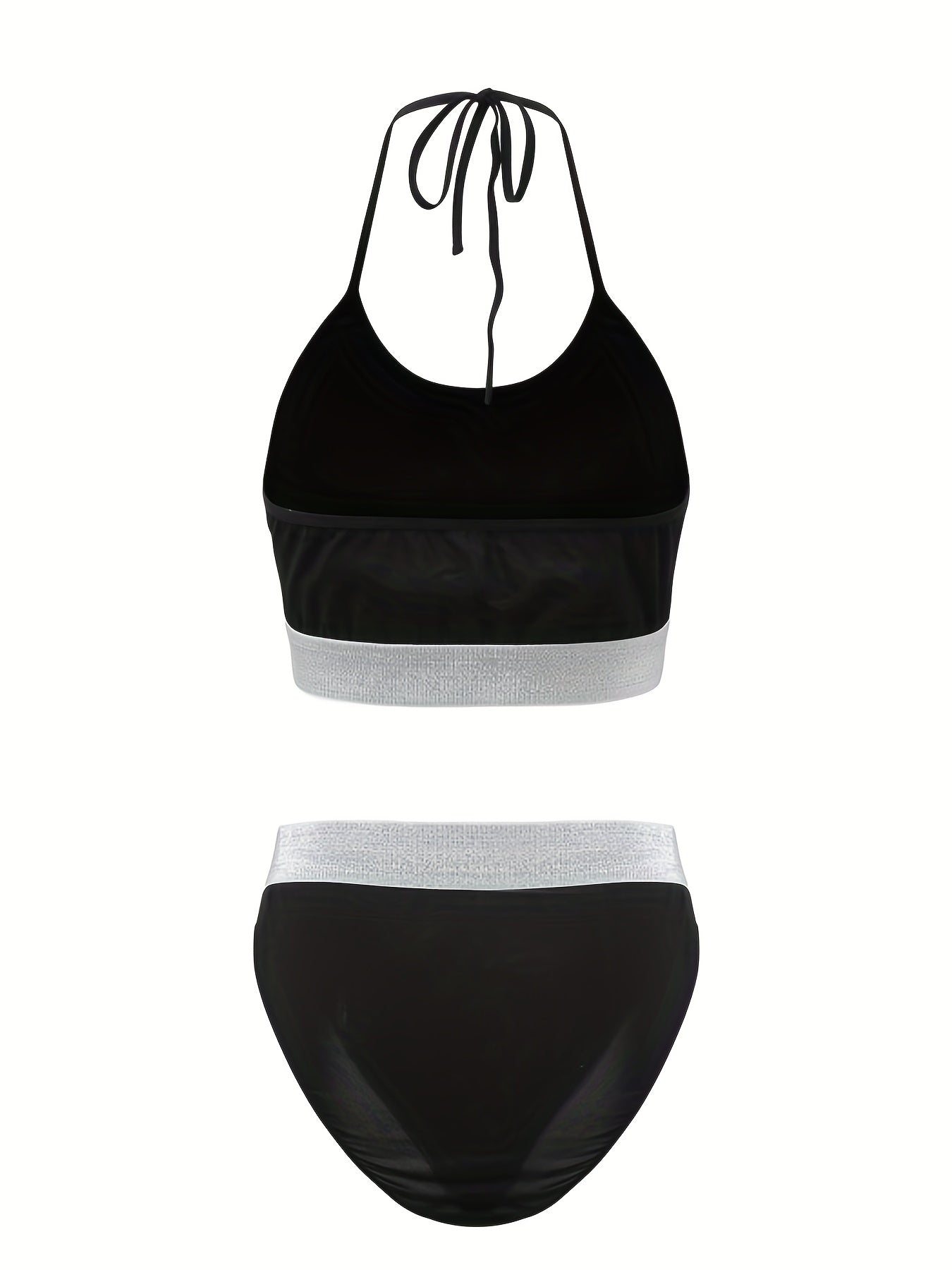  Metallic Tape Halter Neck Bra & Underwear Set