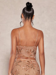 Floral Print Cami Corset Bustier Body Shaper Lingerie