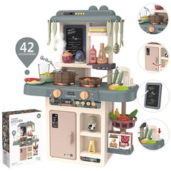 HZMSJ Pink Play Kitchen Set with Microwave Oven and Play Food