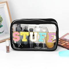 Plush Letter Pattern Zipper Makeup Bag