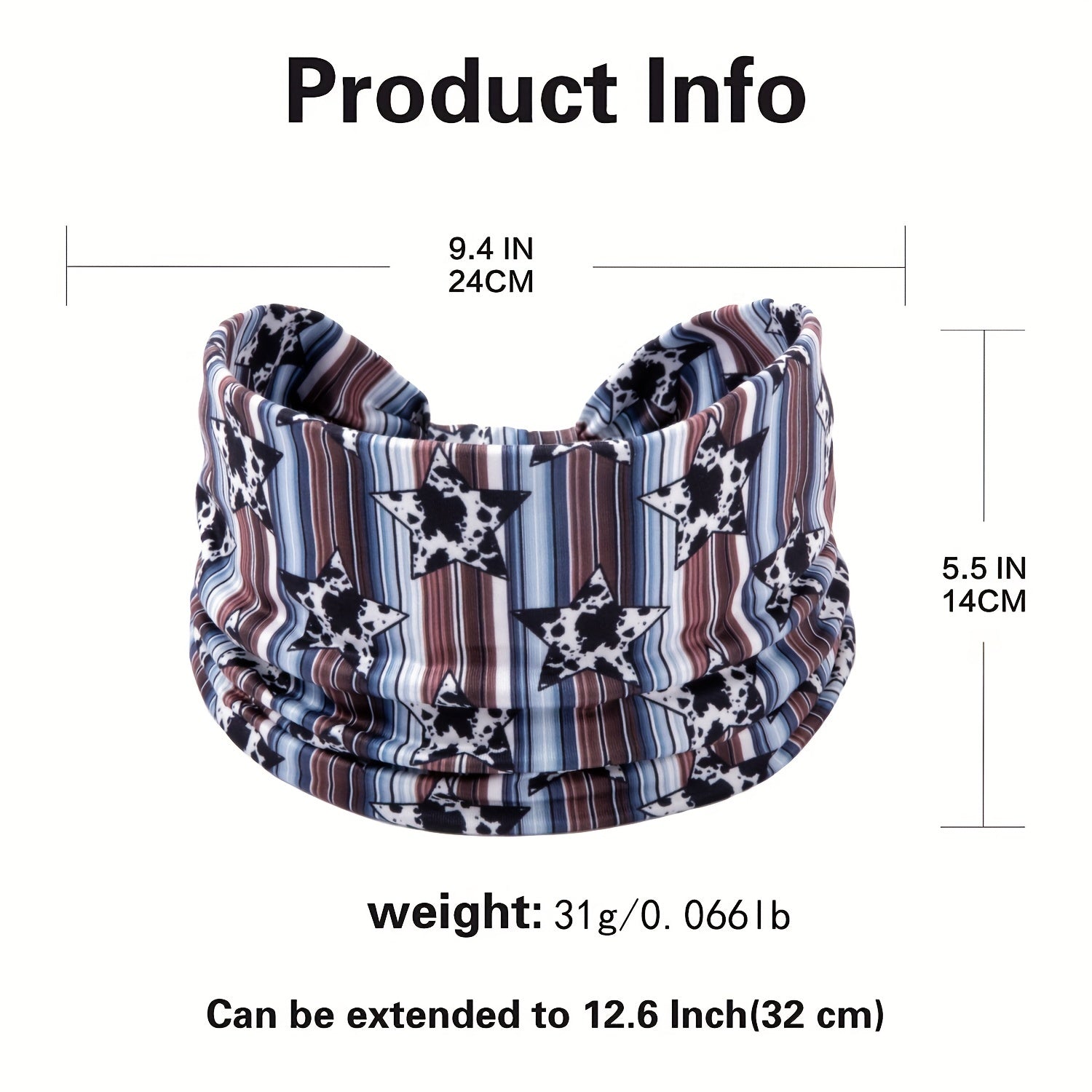 Boho Striped Print Headband Star Sports Sweatband Knot Bandana