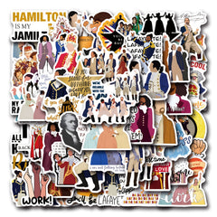 55pcs Hamilton Themed Vinyl Stickers Set - Historical & Pop Culture Decals
