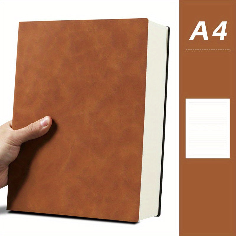 480 Page A4 Notebook, Soft Leather, Thick Horizontal Lines