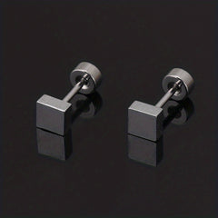 Men's Stainless Steel Stud Earrings Heart Moon Cone Leaf Ear Studs