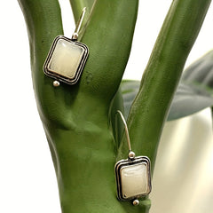 Moonstone Sapphire Drop Earrings Bridal Jewelry