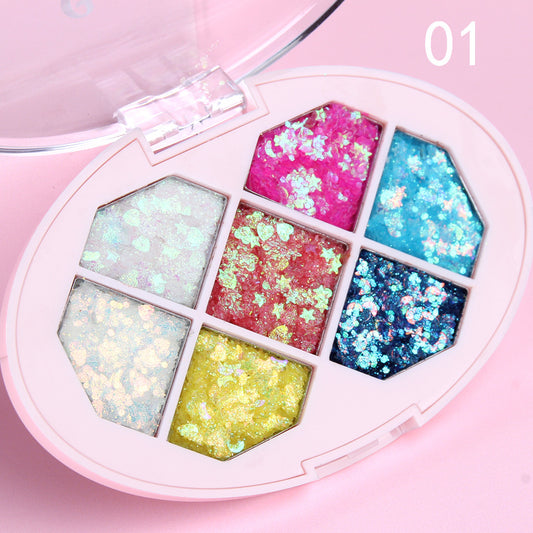 7 Sequins Eyeshadow Palette Glitter Makeup Multipurpose for Stages Parties
