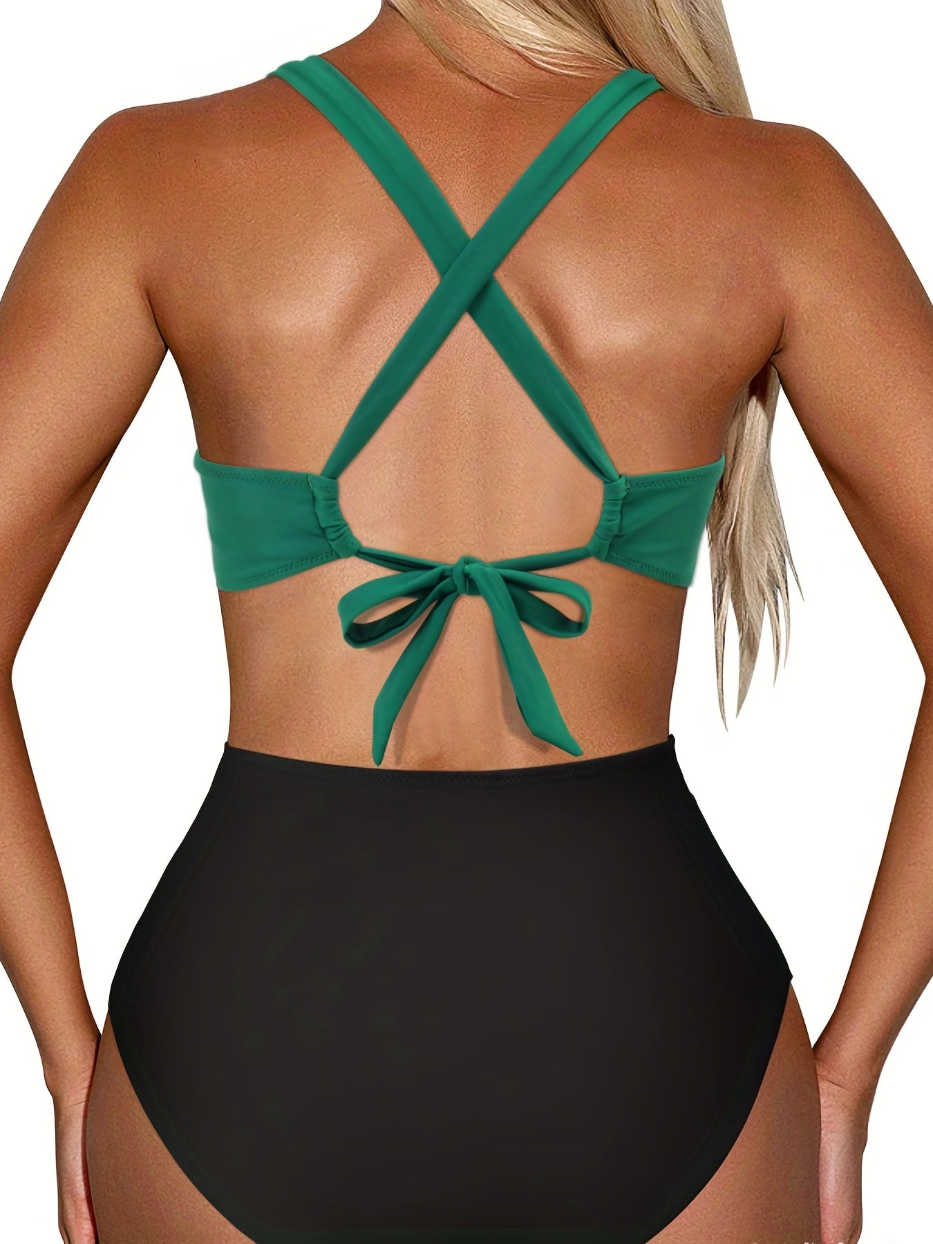 Criss Cross One Piece Swimsuit Cut Out Tie Back High Cut Bathing Suit