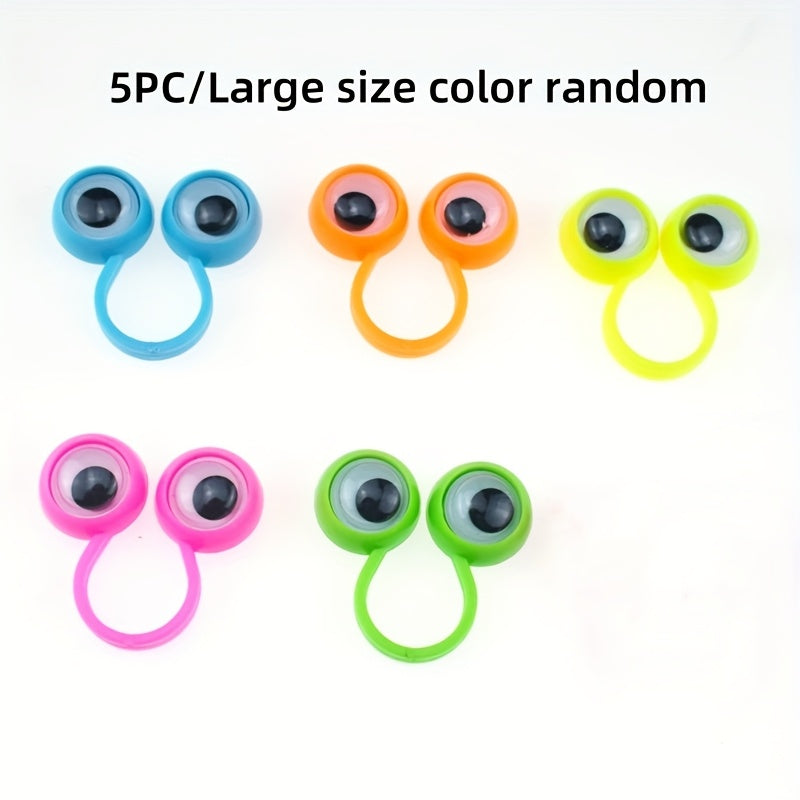 5pcs Big Eyed Finger Ring for Holiday Prank Games