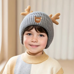 Christmas Antlers Cartoon Knitted Hat Ear Protection Beanie for Boys and Girls