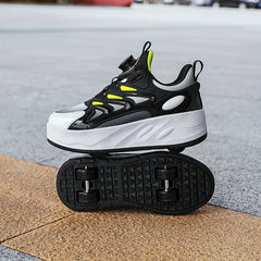 Boy's Roller Shoes Rotating Buckle Skate Sneakers Kids Teen Outdoor