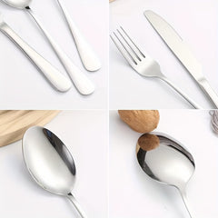 12pcs Stainless Steel Tableware Set Mirror Polished Spoon Silver