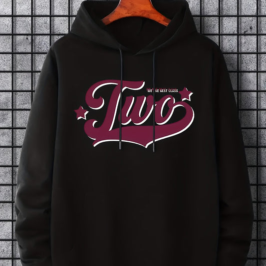 Men's Two Print Hoodie Casual Breathable Sweatshirt