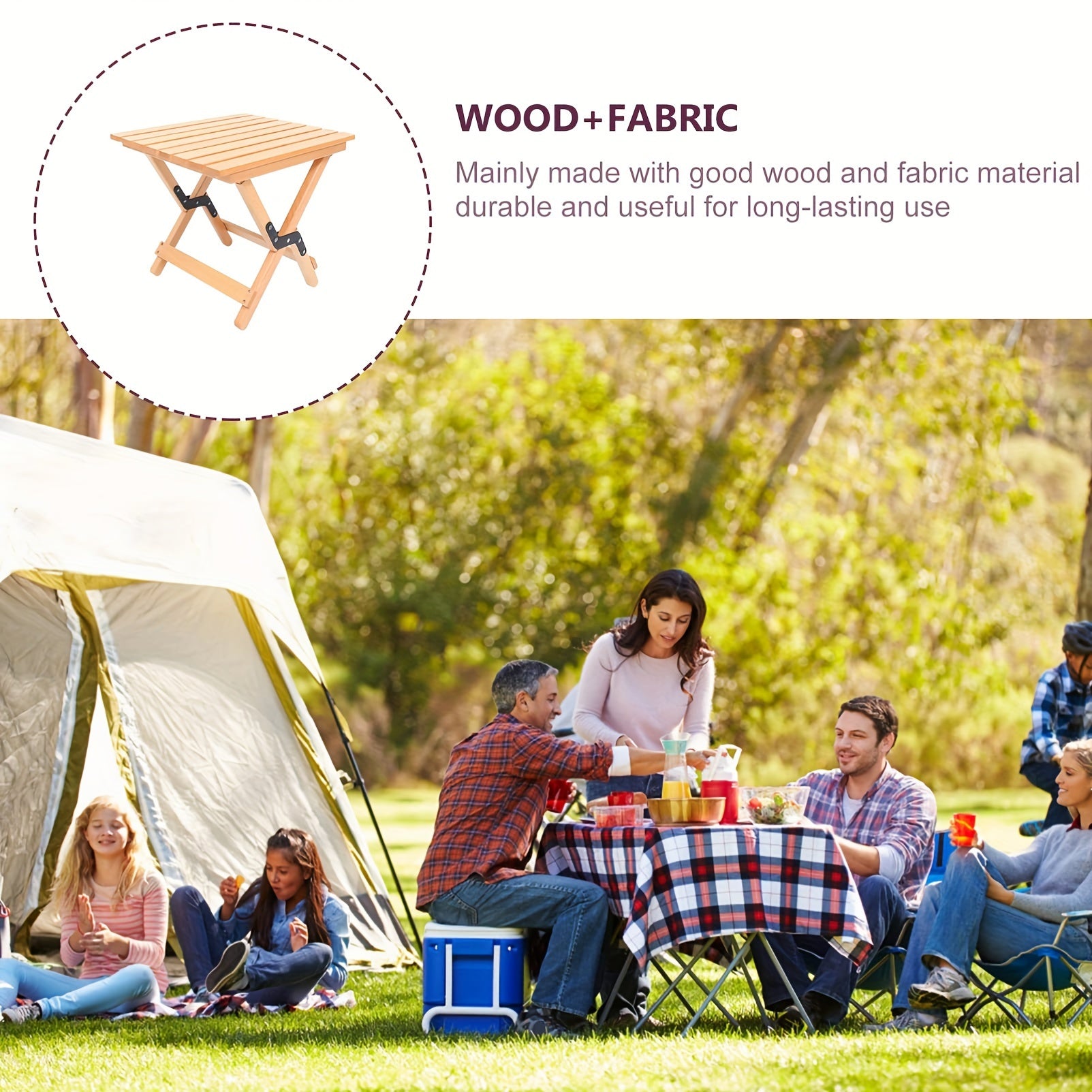 Portable Folding Wooden Stool For Outdoor Camping Picnic