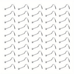 50Pcs Stainless Steel Nose Studs Ring Set Body Piercing Jewelry