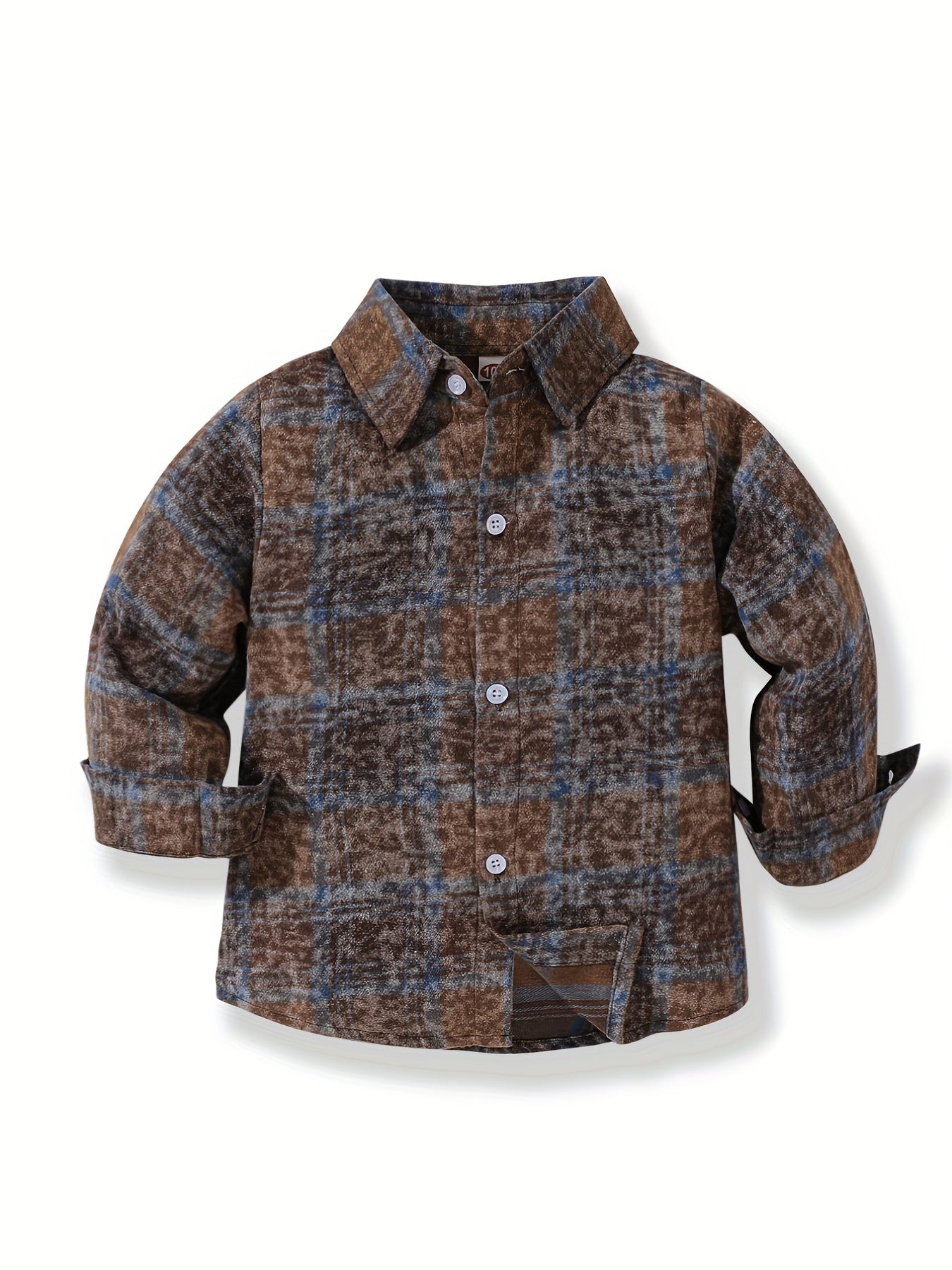 Boys Retro Plaid Shirts Long Sleeve Button Down Tops Spring Fall Outwear