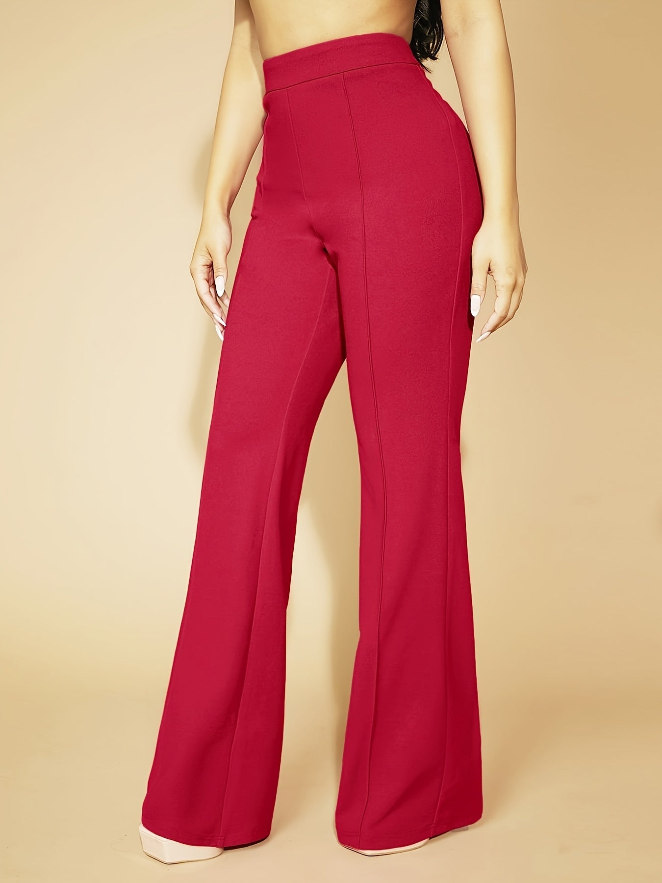  Casual Pants Women's Plus Solid High Rise Slim Fit Trousers