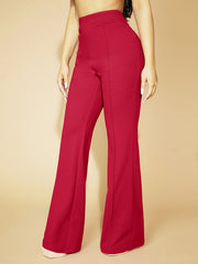  Casual Pants Women's Plus Solid High Rise Slim Fit Trousers