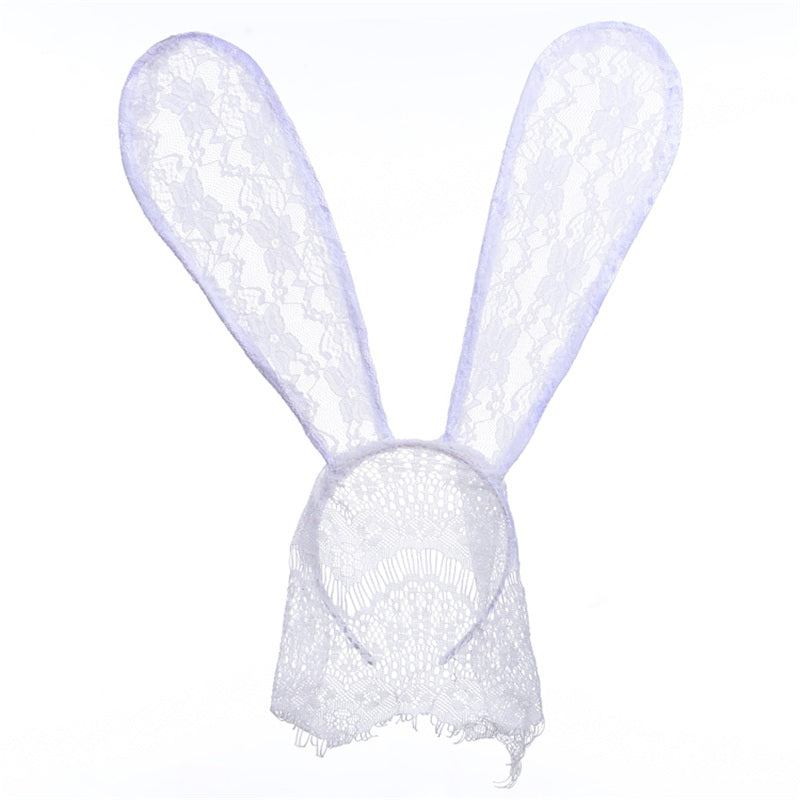 Halloween Lace Bunny Rabbit Ears Veil Mask Costume Party Roleplay