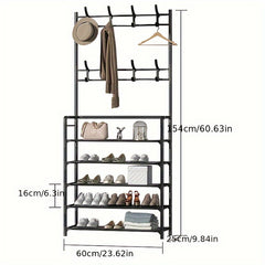 Shoe Storage Rack With Clothes Storage Shelf Hanging Clothes Stand