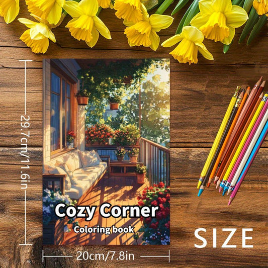 Cozy Corner Theme Coloring Book for Adults and Youth