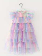 Toddler Girls Rainbow Star Sequins Princess Tutu Dress