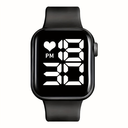 LED Screen Electronic Watch With Silicone Band Boys Girls Gift